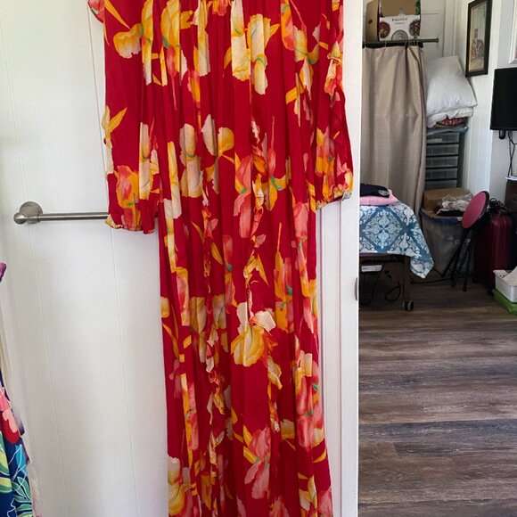 NWT Vintage Roseline Petrus Summer Muumuu Puff Sleeves Hawaiian Dress Size S - Picture 3 of 6